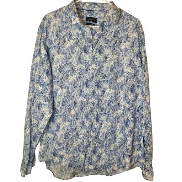 Bugatchi Other - Bugatchi Mens Classic Fit Comfort Stretch Blue and White Abstract Shirt Size XXL